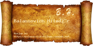 Balassovich Hilmár névjegykártya